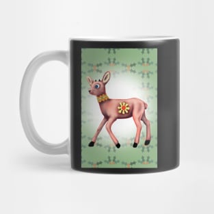 Green Reindeer xmas card Mug